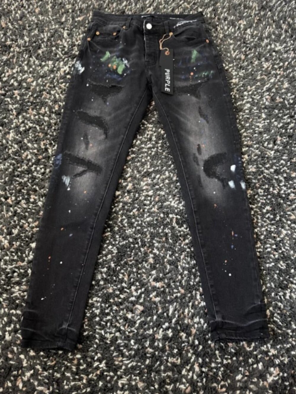 Purple Brand P001 Distressed Paint Splatter Skinny Jeans Size 30 NWT